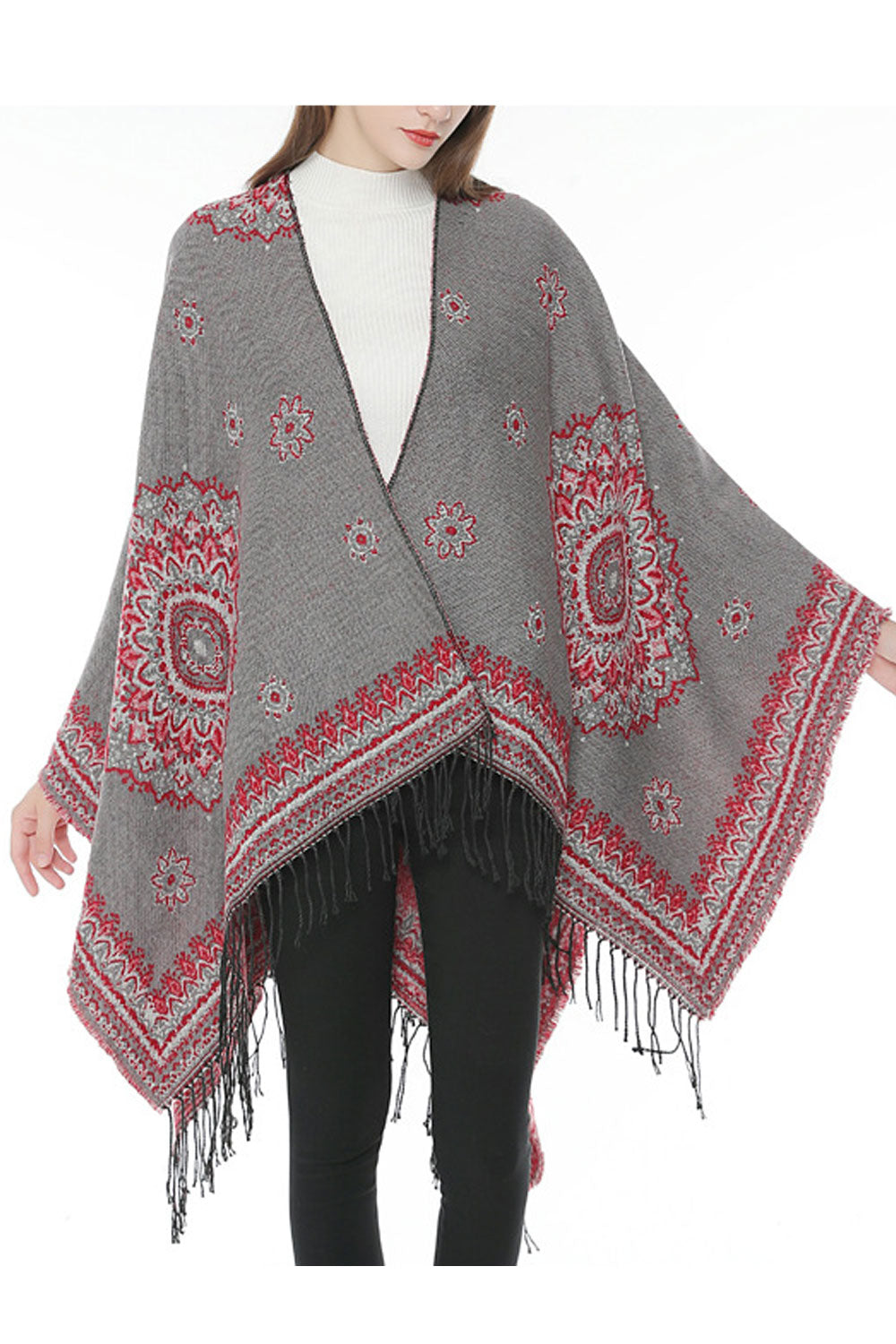 Women Flawless Sun Flower Tassel Decorated Shawl