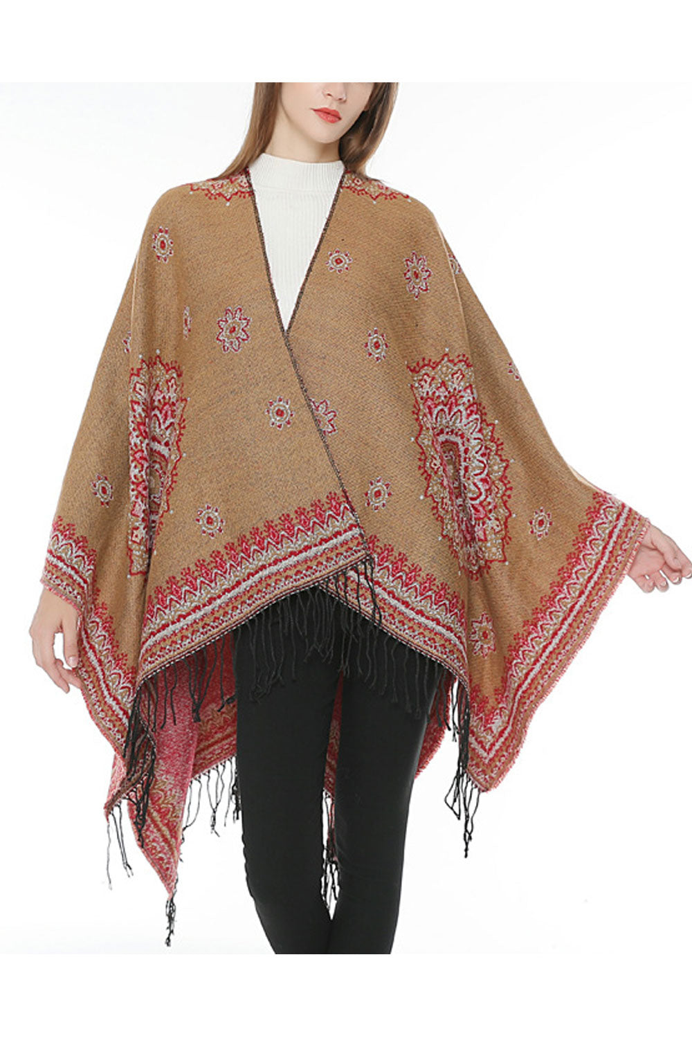Women Flawless Sun Flower Tassel Decorated Shawl