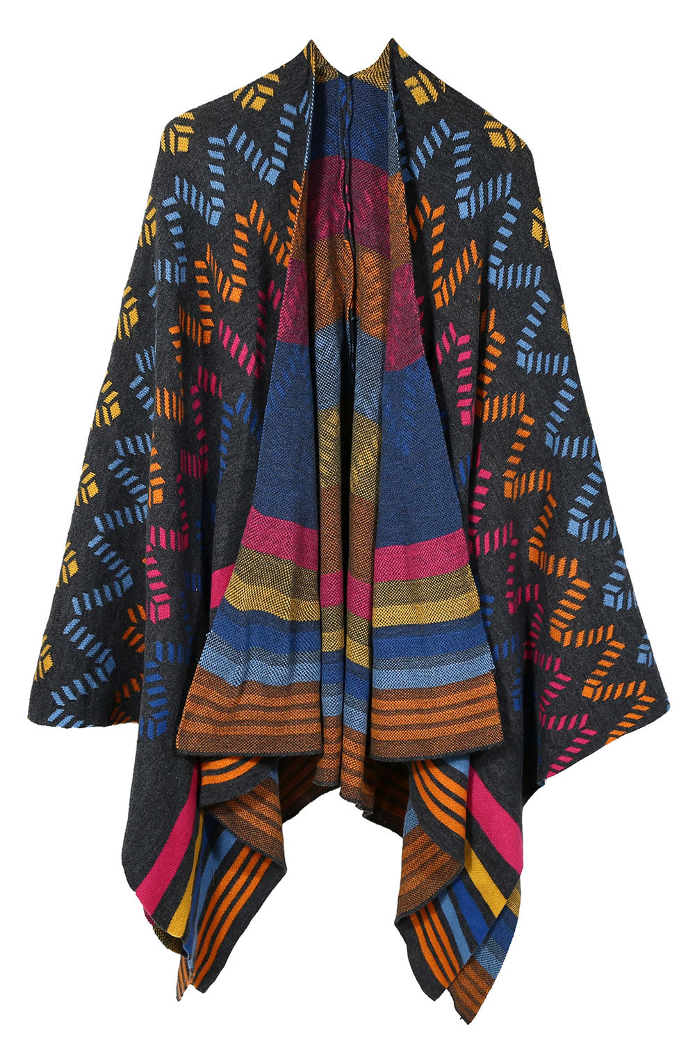 Women Autumn Winter Color Stripe Warm & Thick Shawl