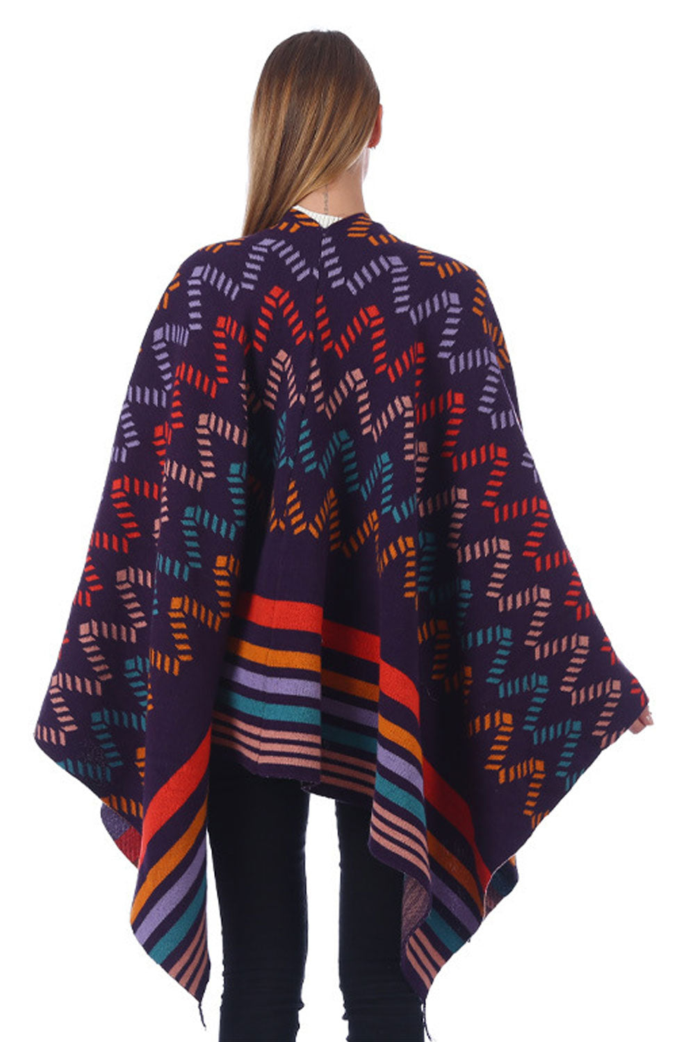 Women Autumn Winter Color Stripe Warm & Thick Shawl