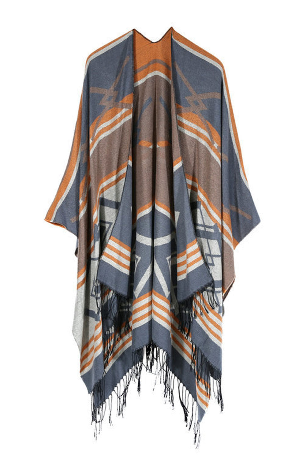 Women Charming Stripe Tassel Pattern Warm Shawl