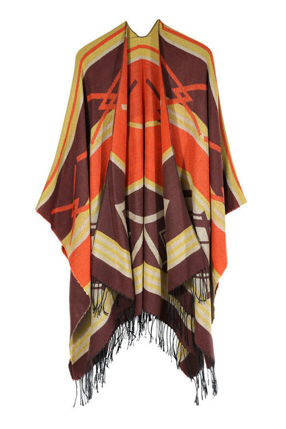 Women Charming Stripe Tassel Pattern Warm Shawl