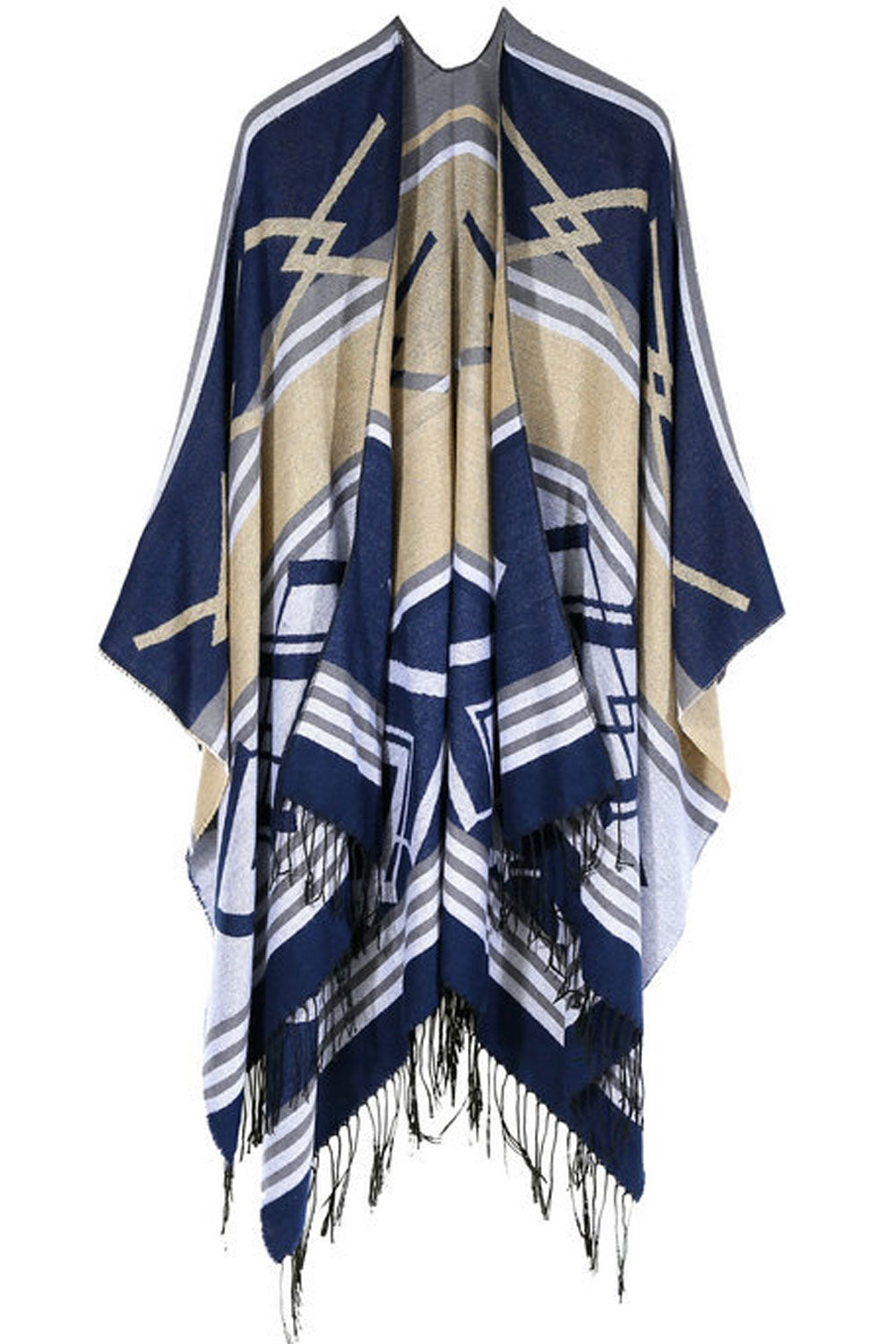 Women Charming Stripe Tassel Pattern Warm Shawl