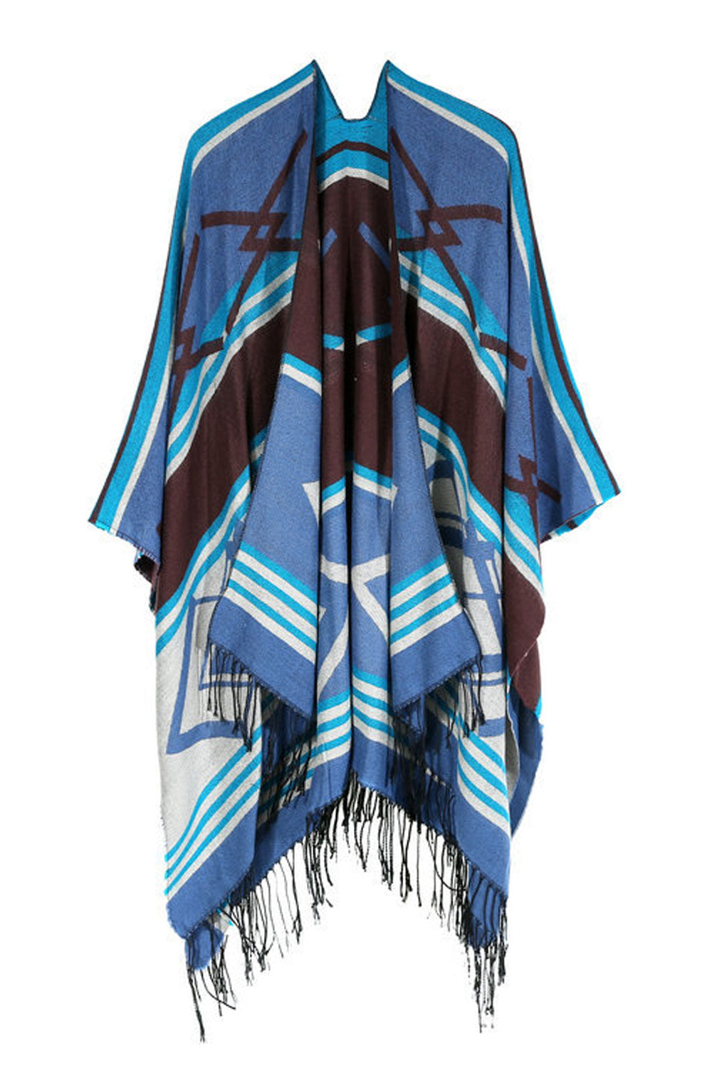 Women Charming Stripe Tassel Pattern Warm Shawl