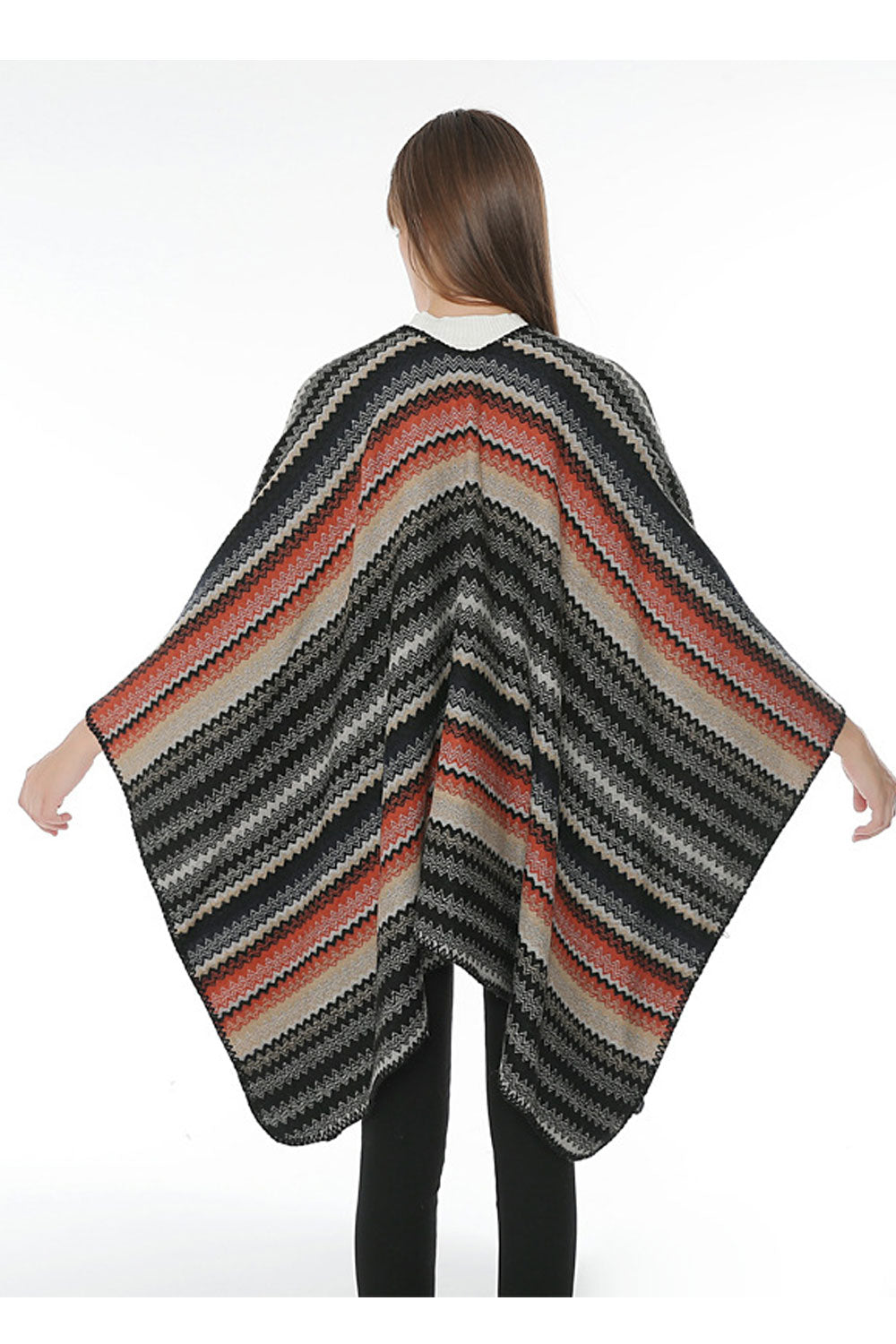 Women Classy Wavy Color Stripe Pattern Warm Shawl