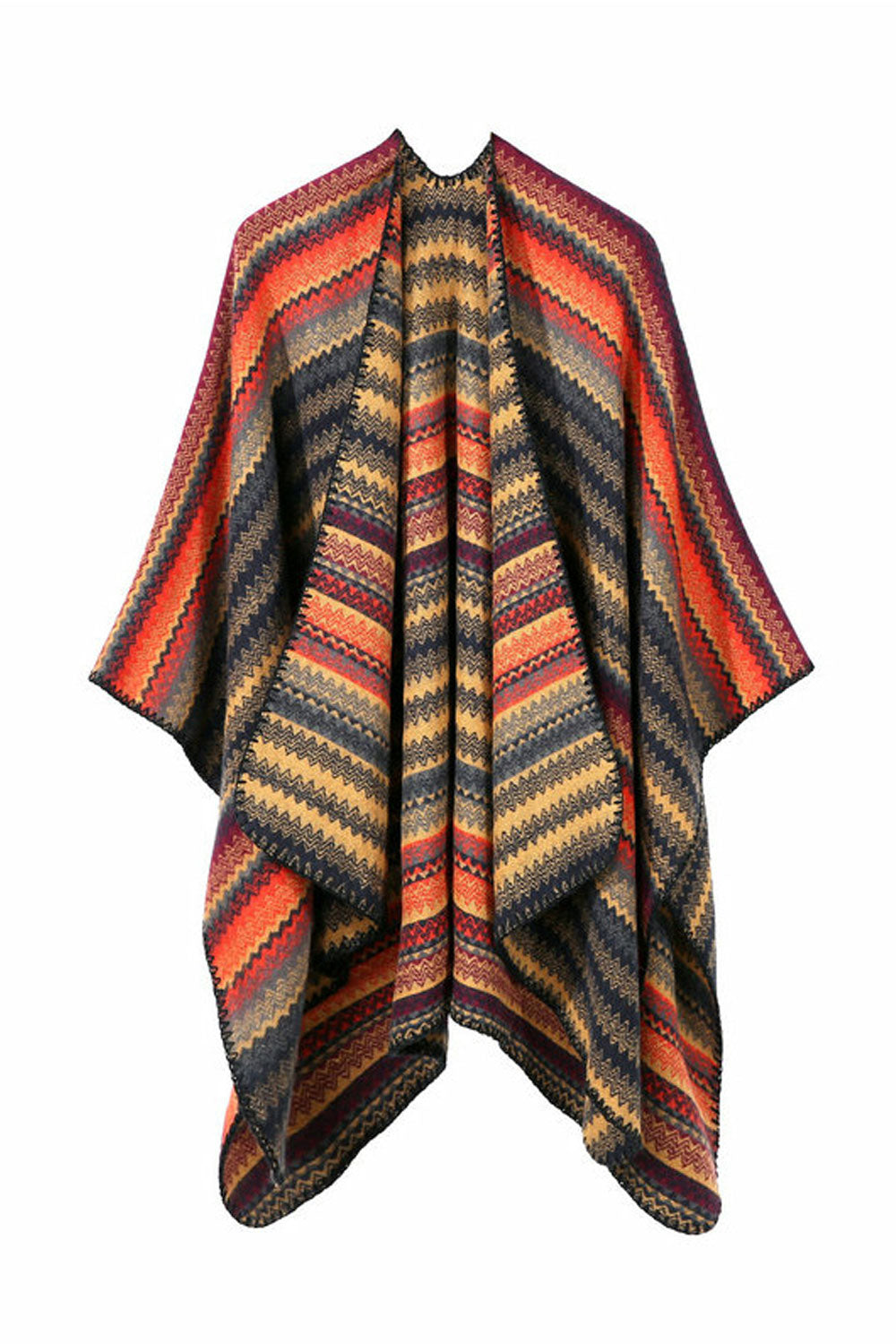 Women Classy Wavy Color Stripe Pattern Warm Shawl