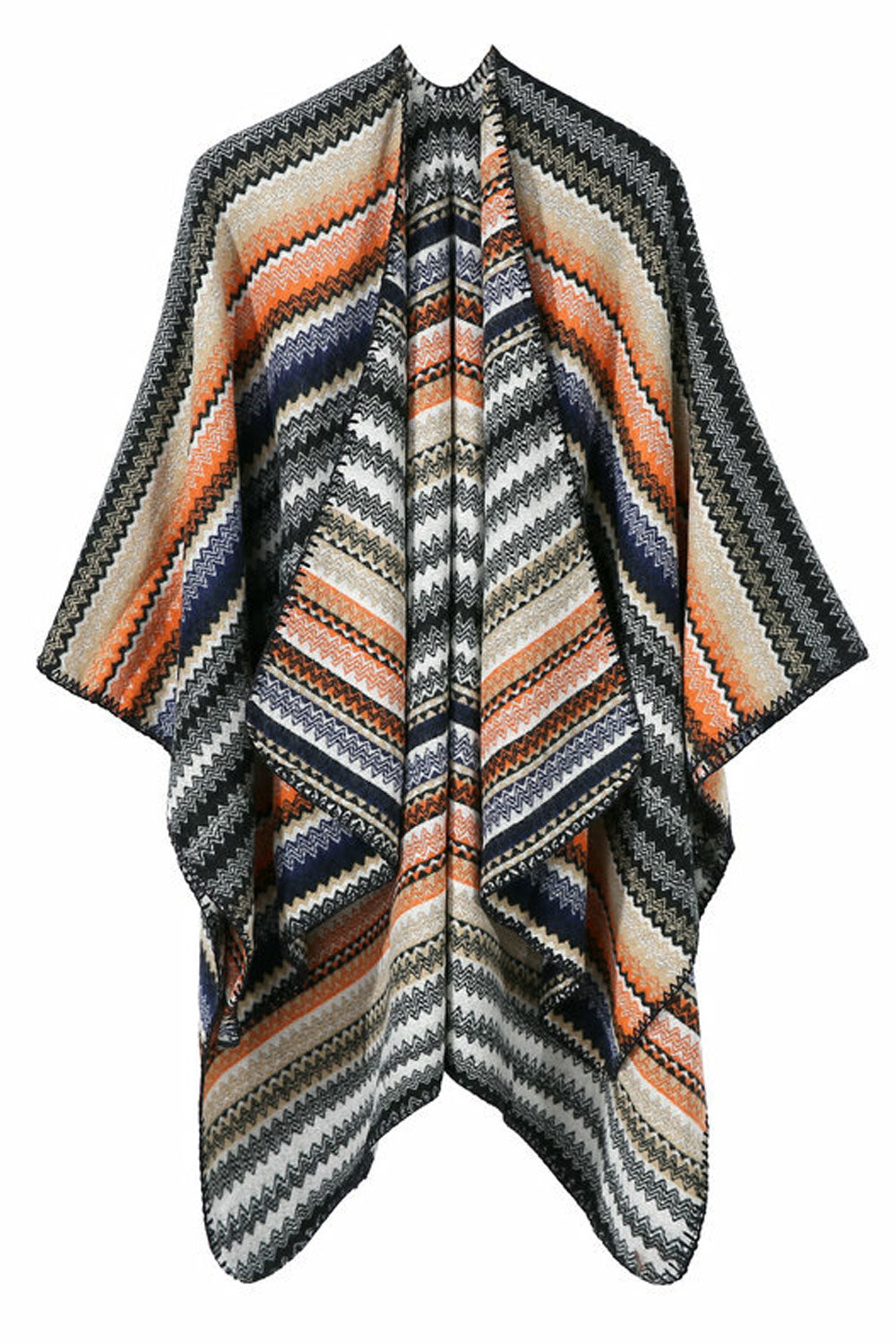 Women Classy Wavy Color Stripe Pattern Warm Shawl