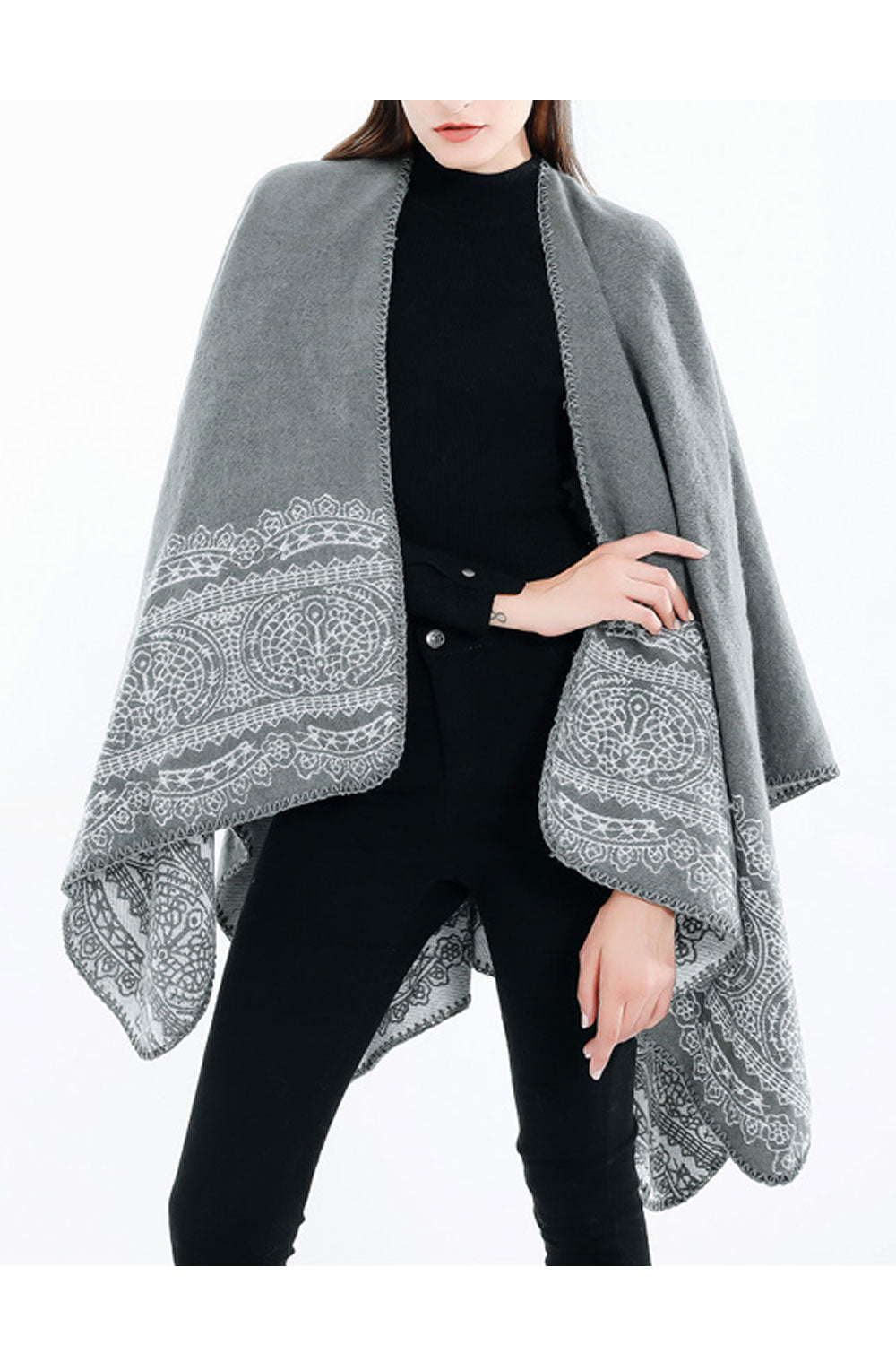 Women Autumn Winter Lace Pattern Warm Shawl