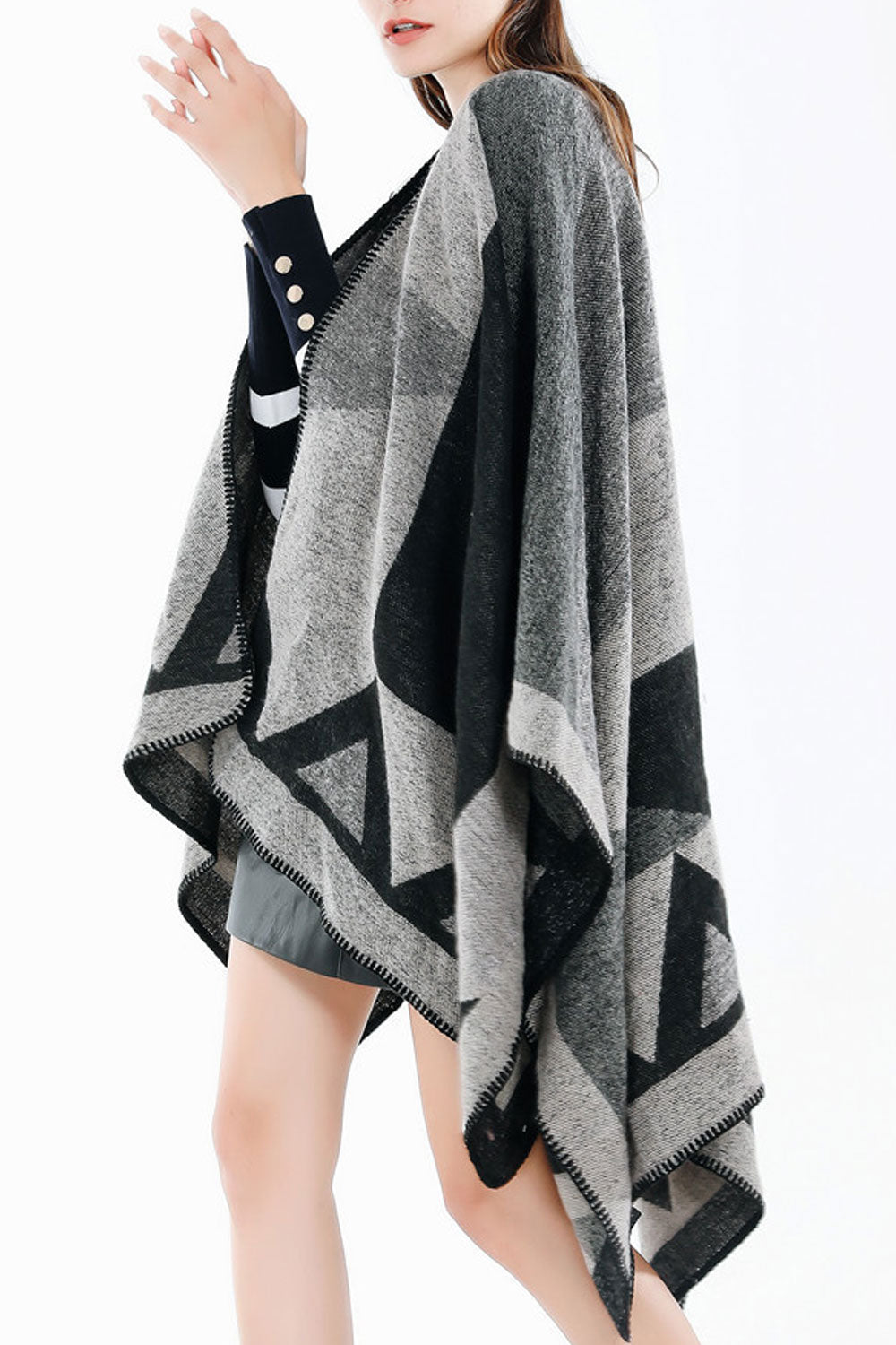Women Contrast Colored Warm & Thick Shawl