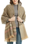 Women Elegant Striped Pattern Warm & Thick Shawl