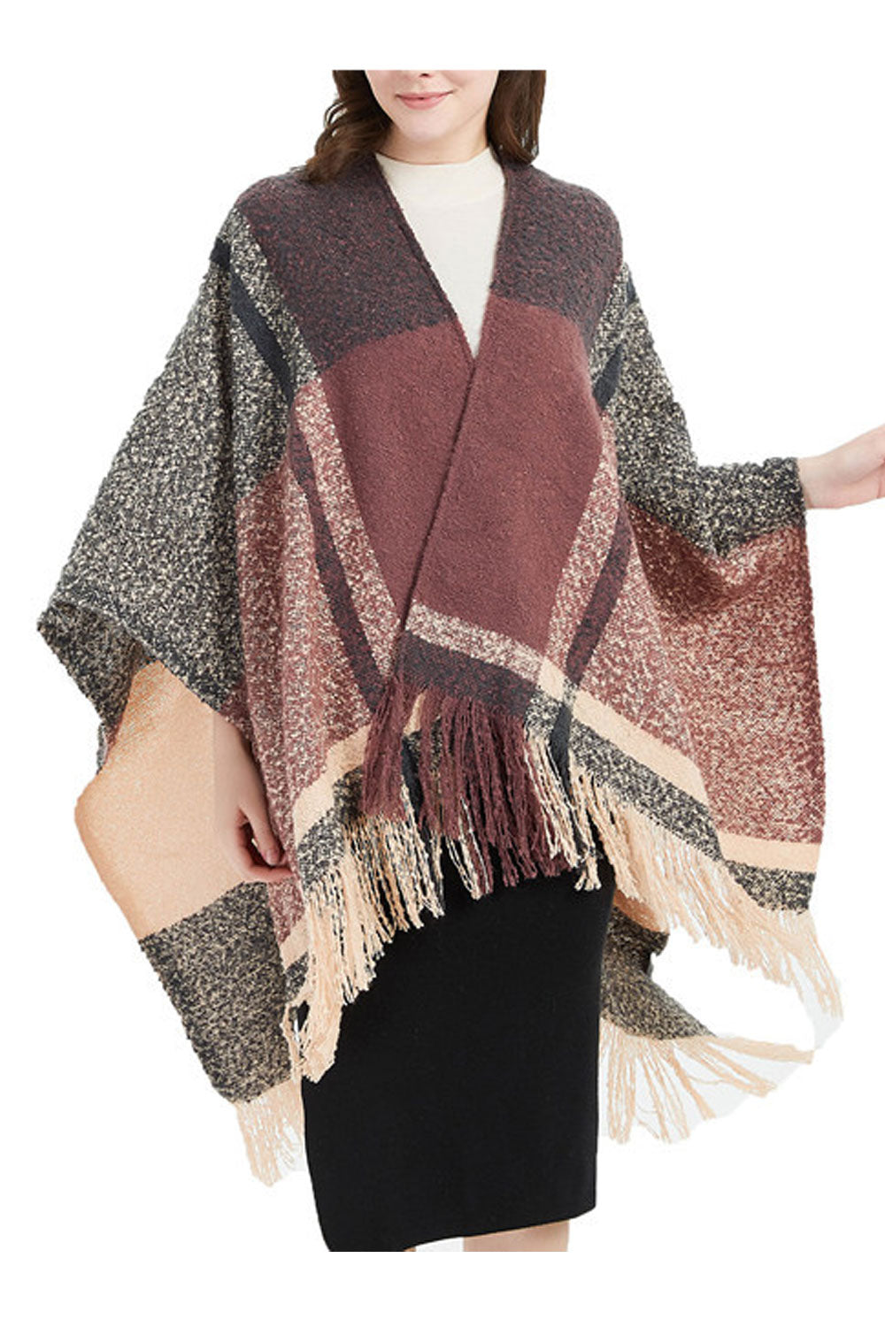 Women Classy Warm & Thick Grid Pattern Winter Shawl