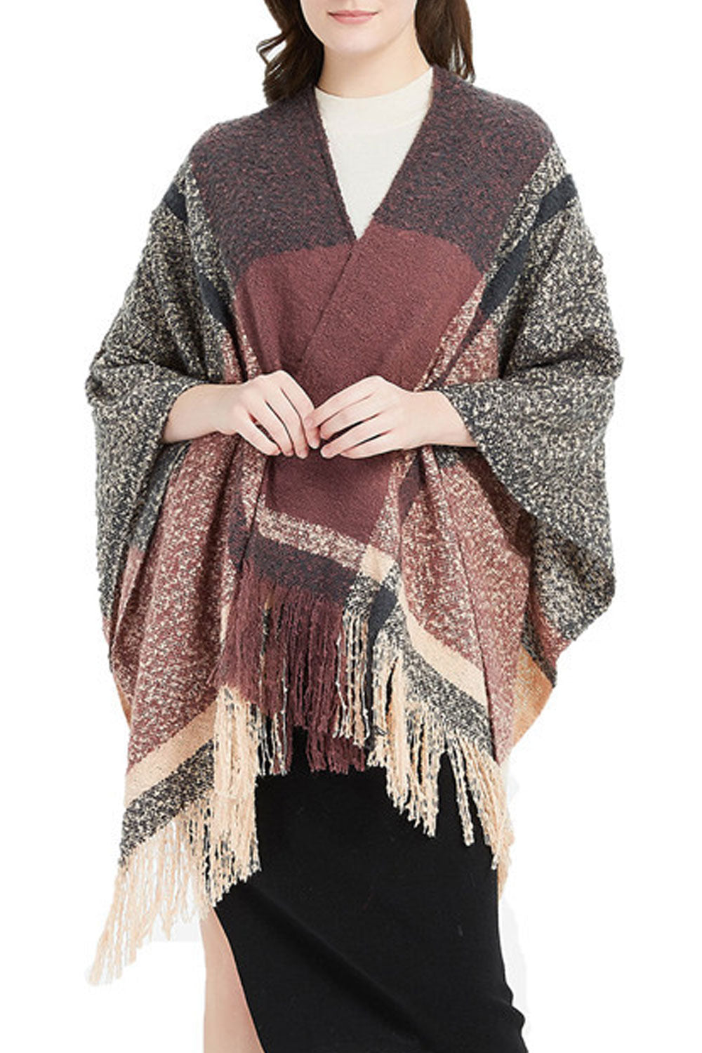 Women Classy Warm & Thick Grid Pattern Winter Shawl