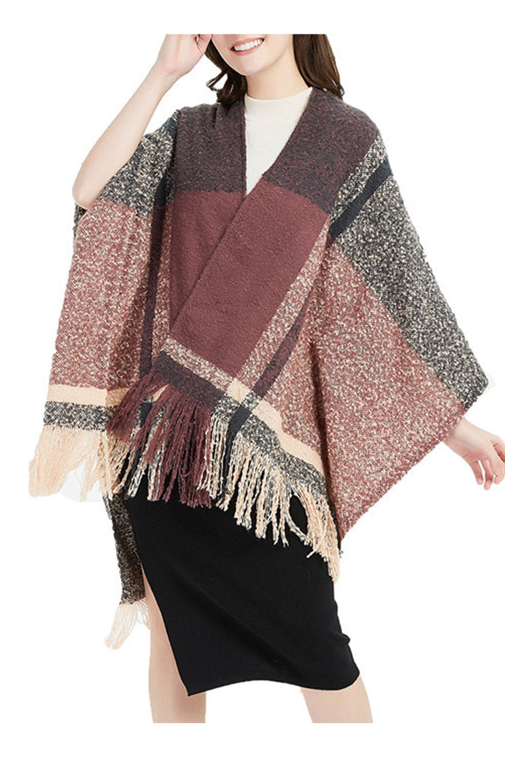 Women Classy Warm & Thick Grid Pattern Winter Shawl