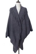 Women Solid Color Tassel Embellished Warm Shawl
