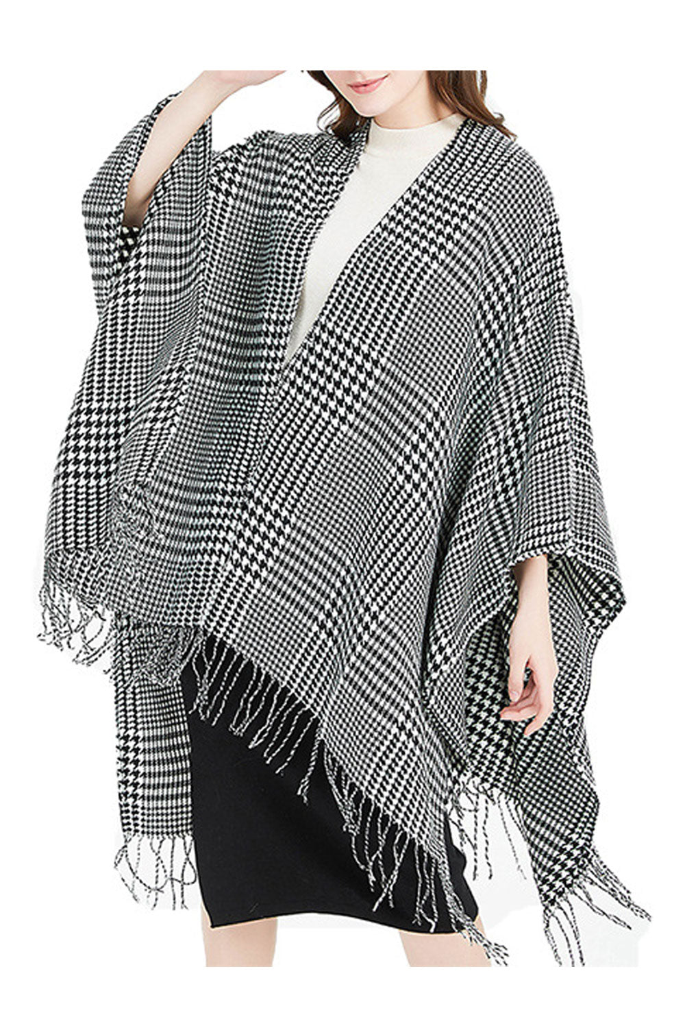 Women Winter Plaid Pattern Warm & Thick Shawl