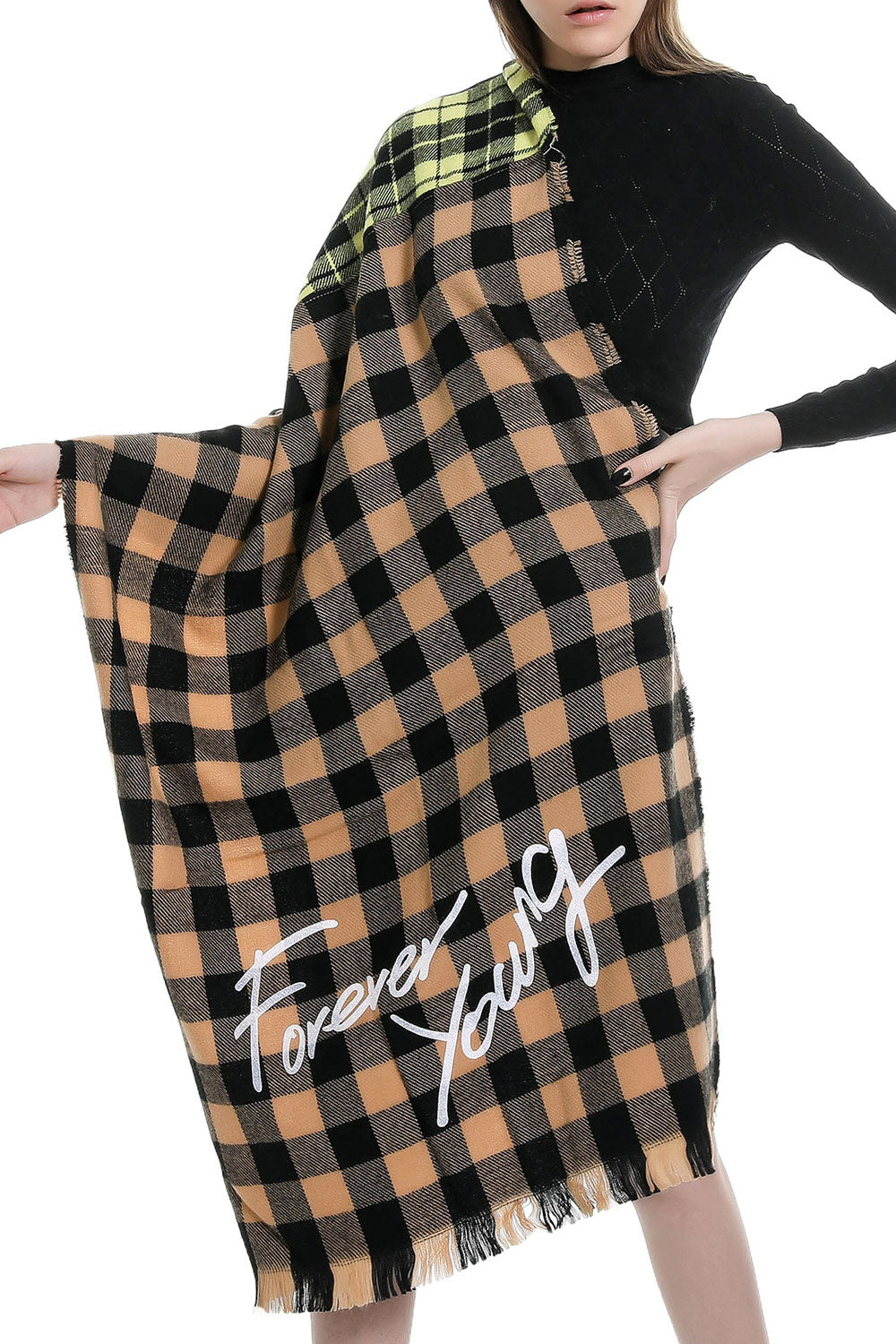 Women Dazzling Plaid Patten Thick & Warm Shawl