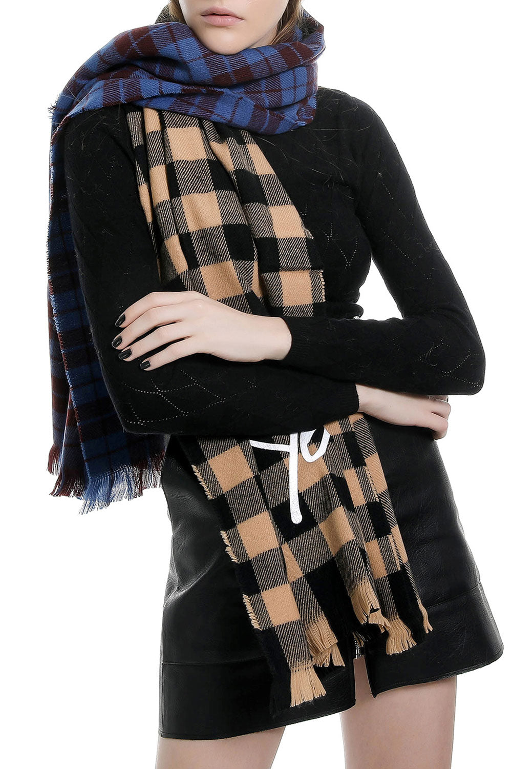 Women Dazzling Plaid Patten Thick & Warm Shawl