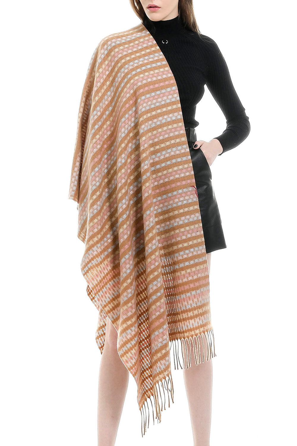 Women Classy Tassel Decorated Warm Thick Cashmere Scarf