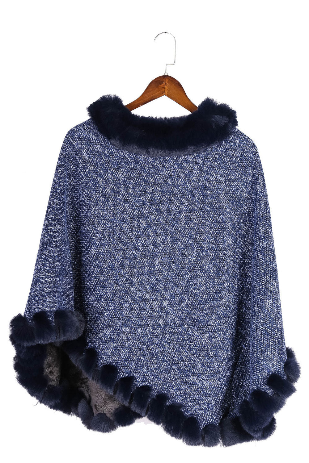 Women Solid Color Fashion Warm Thick Cashmere Pullover Shawl