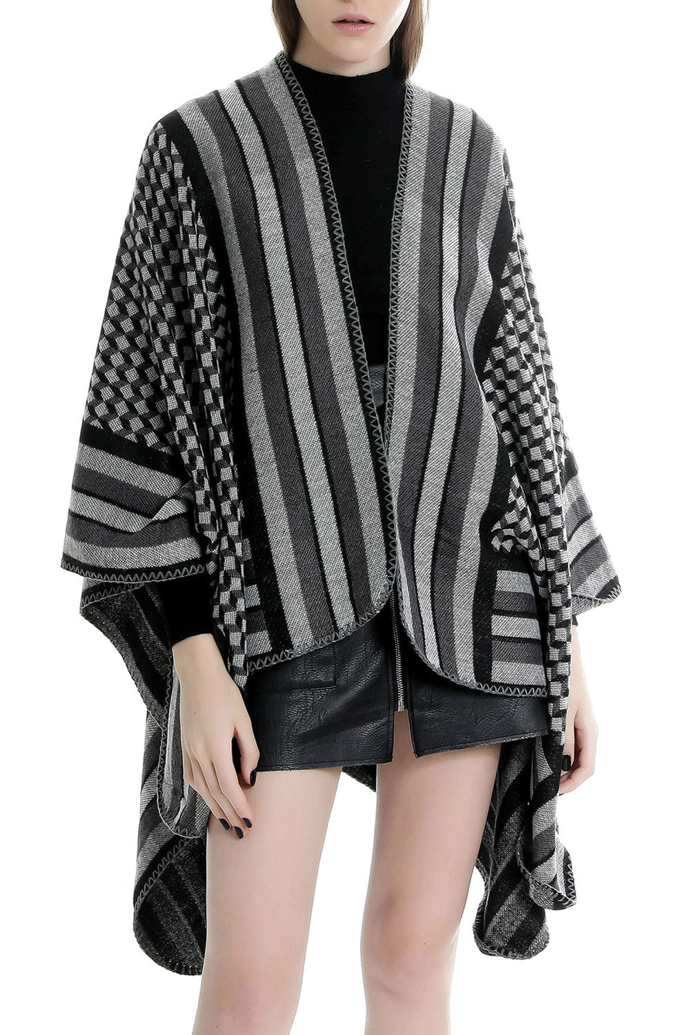 Women Fashion Warm & Thick Striped Pattern Winter Shawl