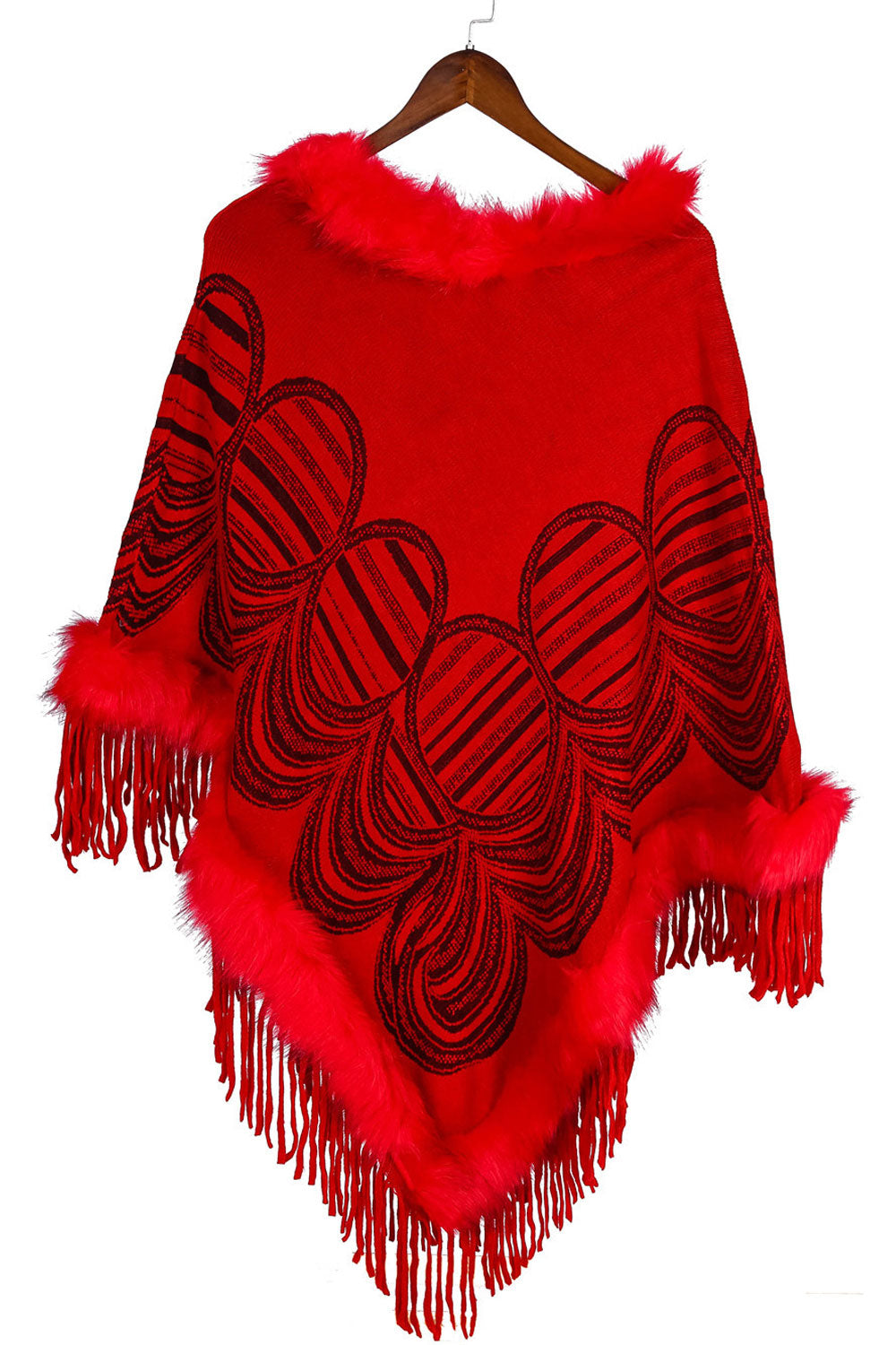 Women Stylish Tassel Decorate Printed Pattern Warm Shawl