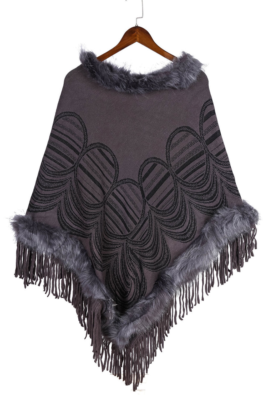 Women Stylish Tassel Decorate Printed Pattern Warm Shawl