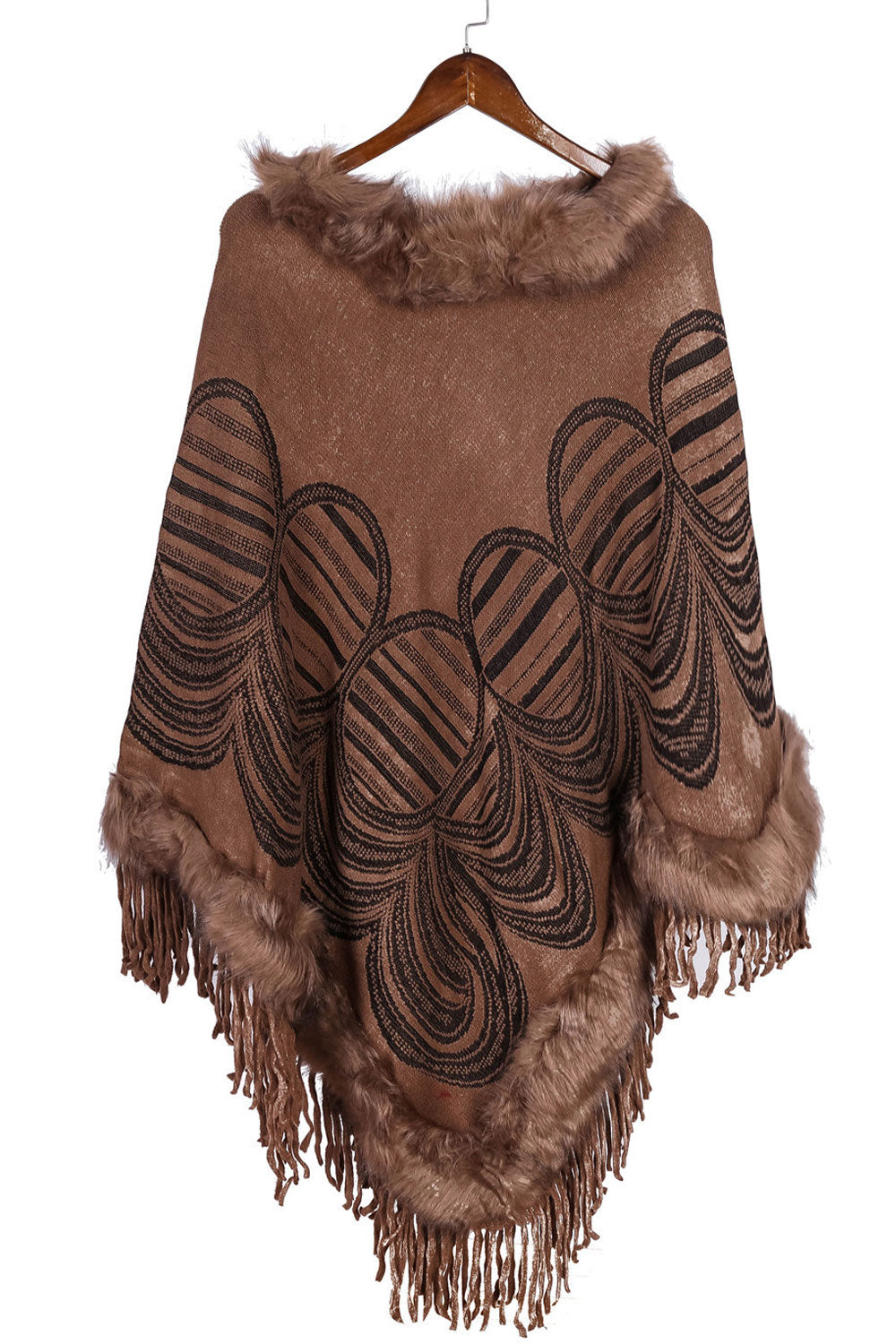 Women Stylish Tassel Decorate Printed Pattern Warm Shawl