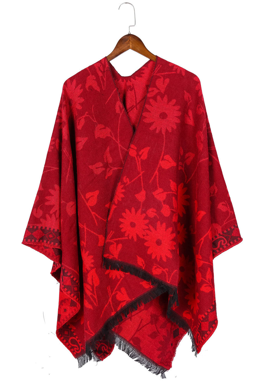 Women Windproof Flower Decorated Warm Shawl