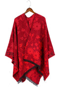 Women Windproof Flower Decorated Warm Shawl