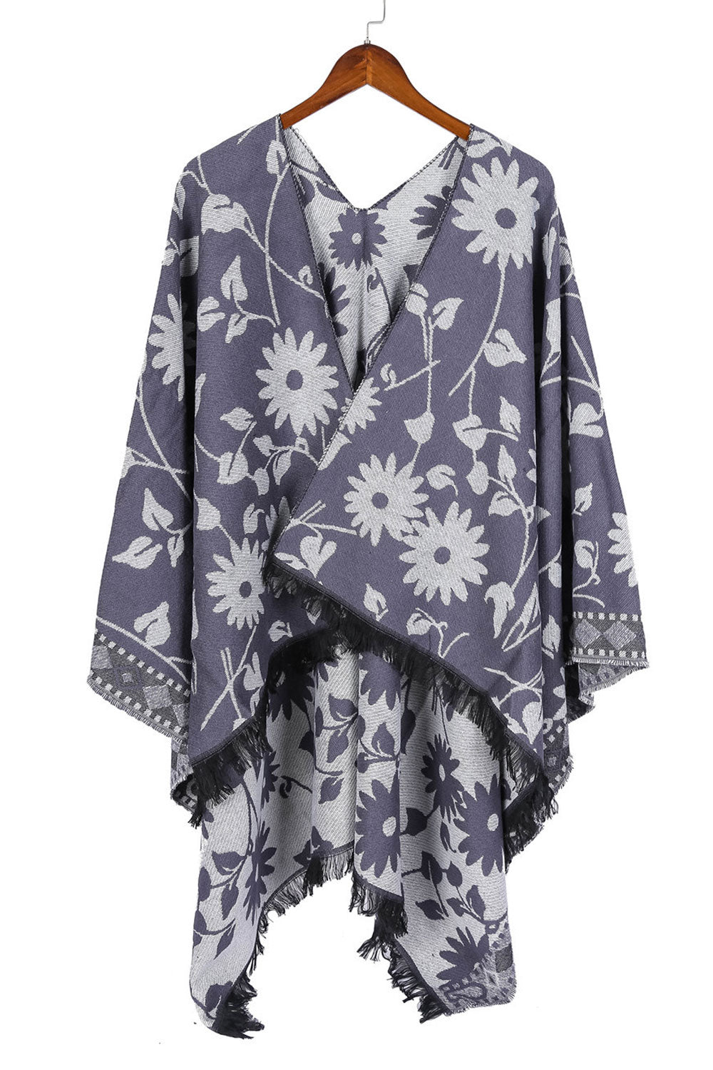 Women Windproof Flower Decorated Warm Shawl