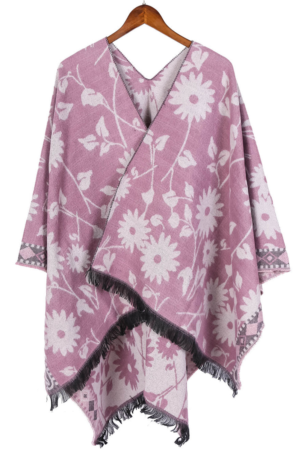 Women Windproof Flower Decorated Warm Shawl