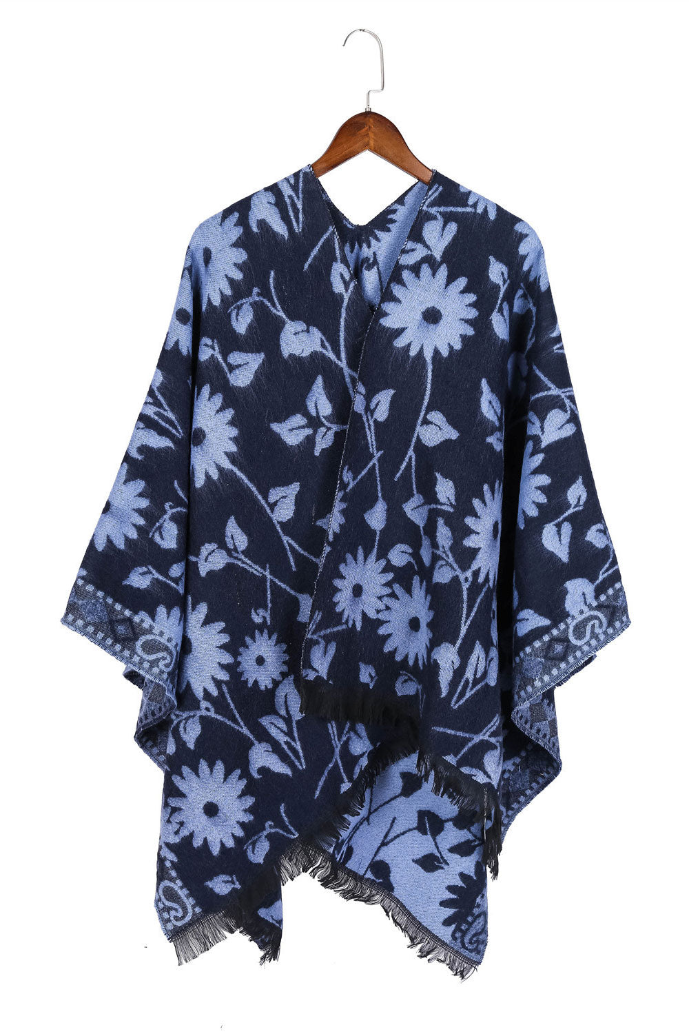 Women Windproof Flower Decorated Warm Shawl
