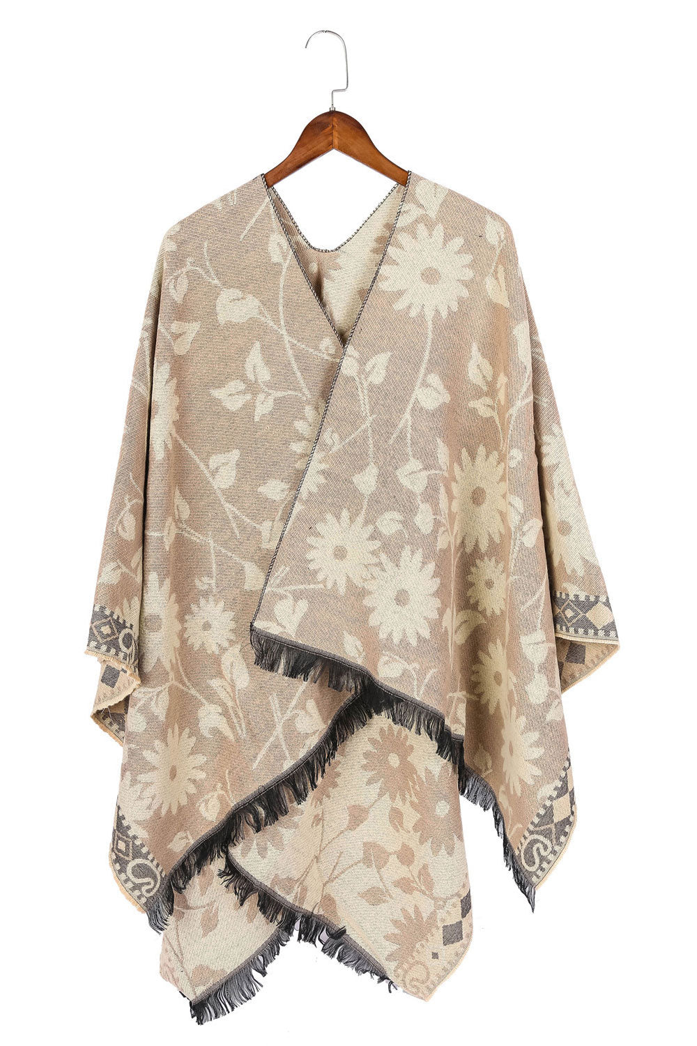 Women Windproof Flower Decorated Warm Shawl