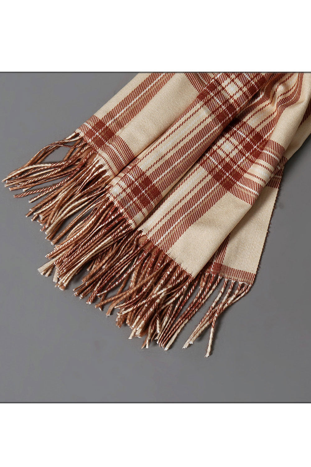 Women Fashion Lattice Patten Tassel Warm Shawl