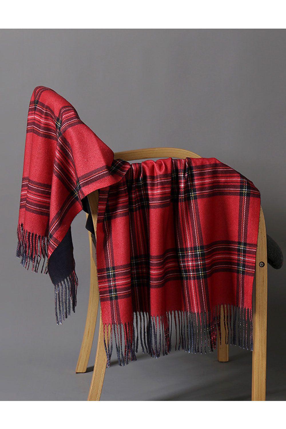 Women Fashion Lattice Patten Tassel Warm Shawl