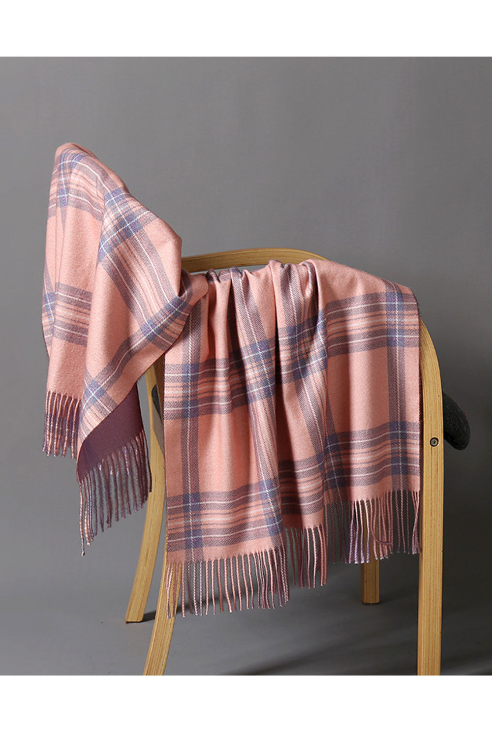 Women Fashion Lattice Patten Tassel Warm Shawl