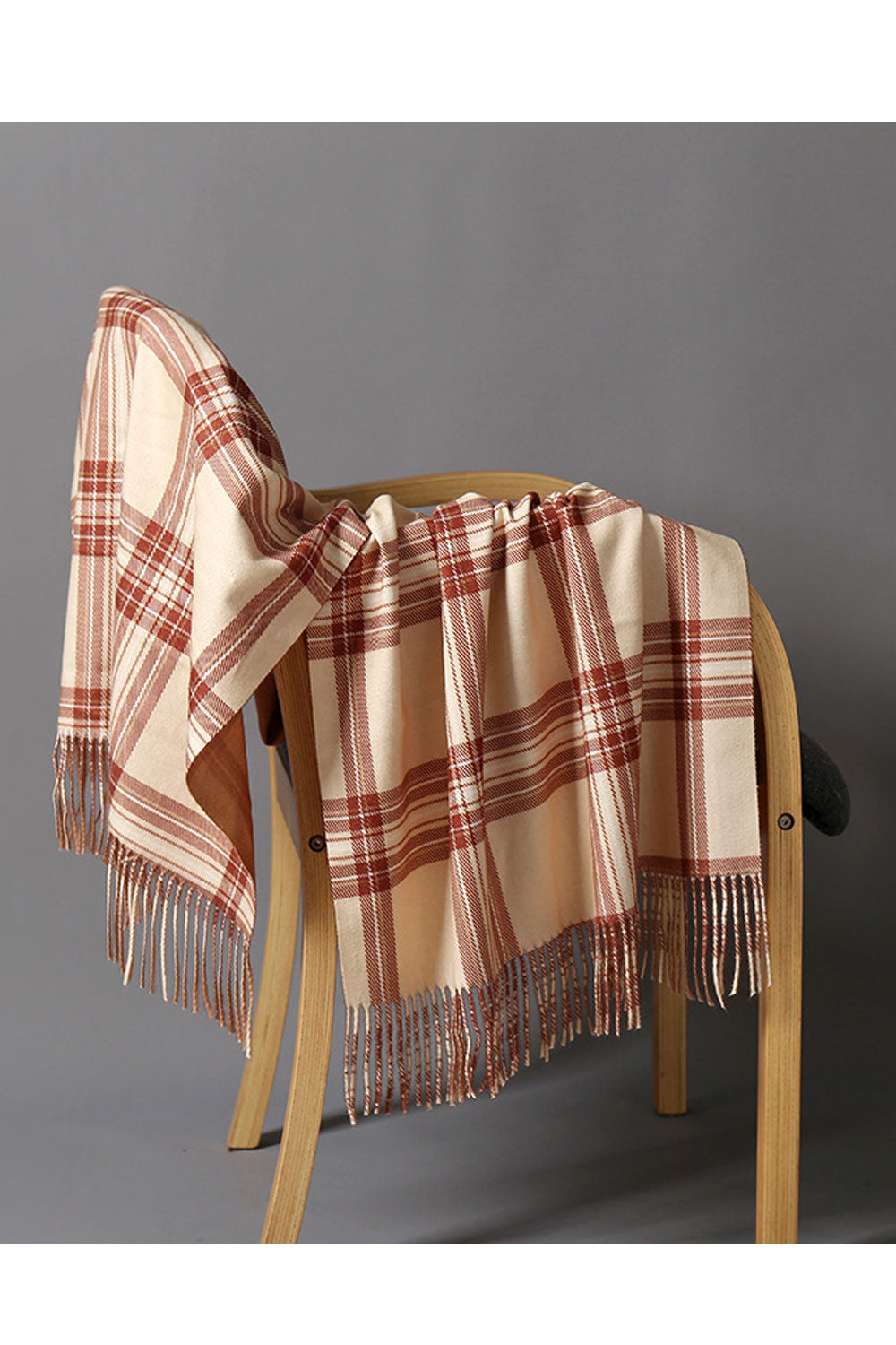 Women Fashion Lattice Patten Tassel Warm Shawl
