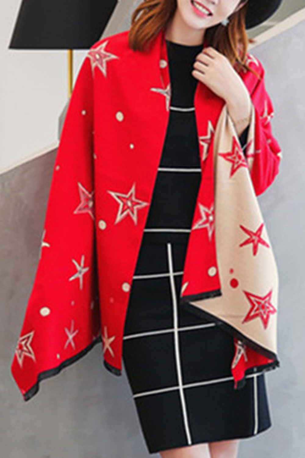 Women Cool Star Pattern Warm & Thick Cashmere Shawl