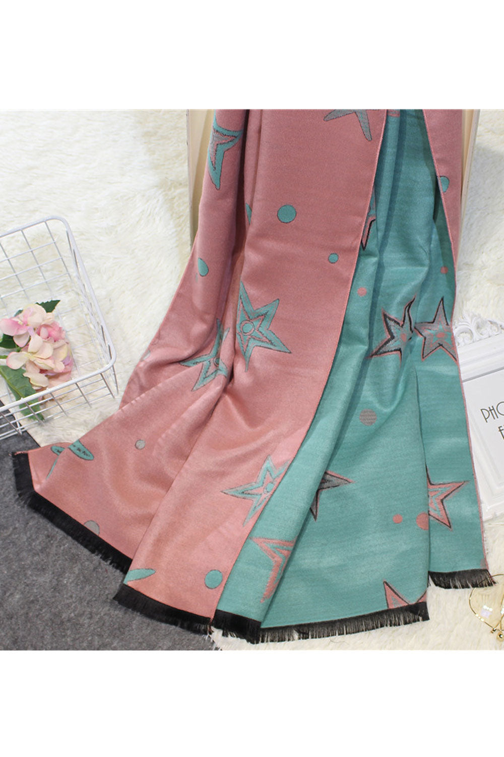 Women Cool Star Pattern Warm & Thick Cashmere Shawl