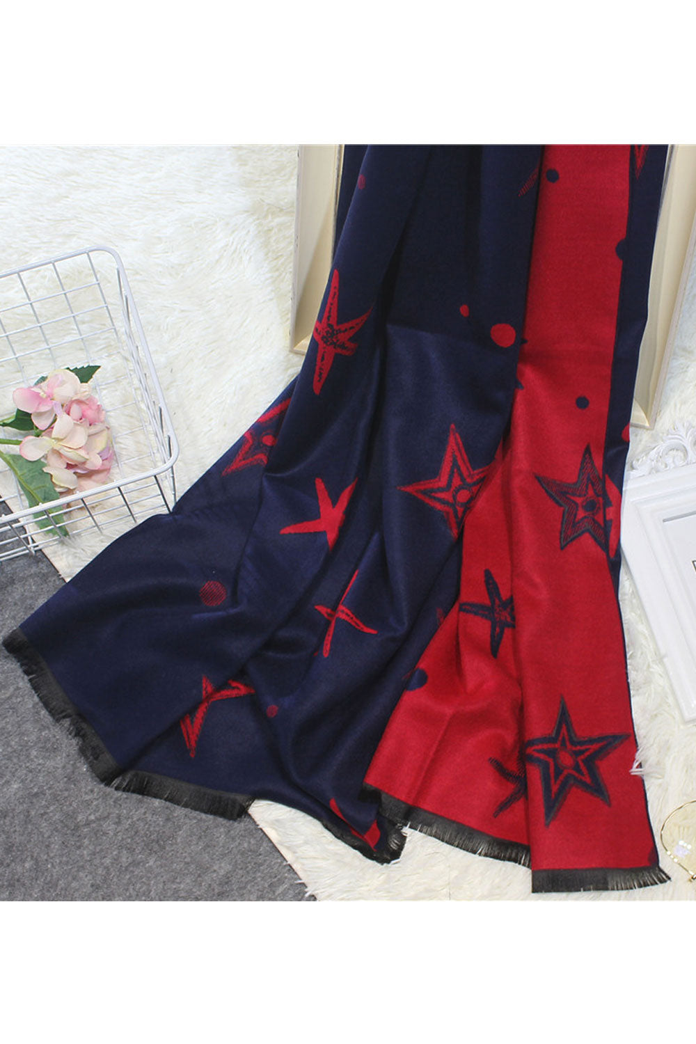 Women Cool Star Pattern Warm & Thick Cashmere Shawl