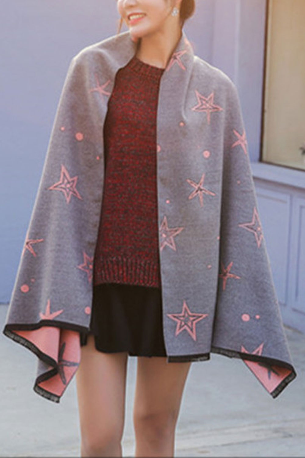 Women Cool Star Pattern Warm & Thick Cashmere Shawl
