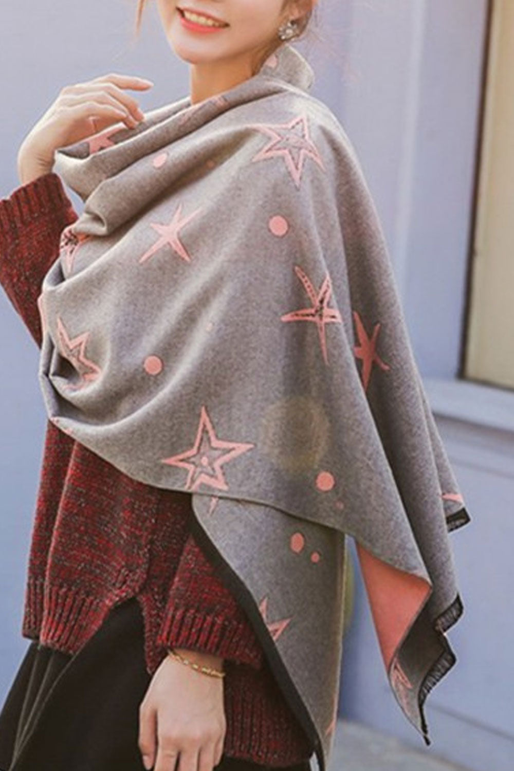 Women Cool Star Pattern Warm & Thick Cashmere Shawl