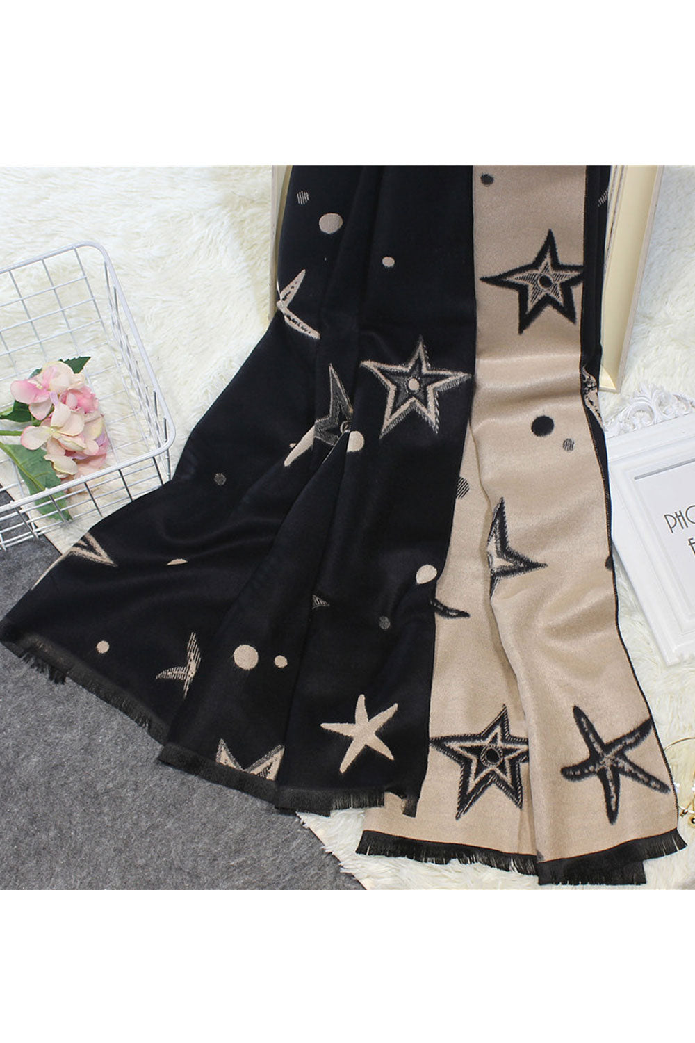 Women Cool Star Pattern Warm & Thick Cashmere Shawl