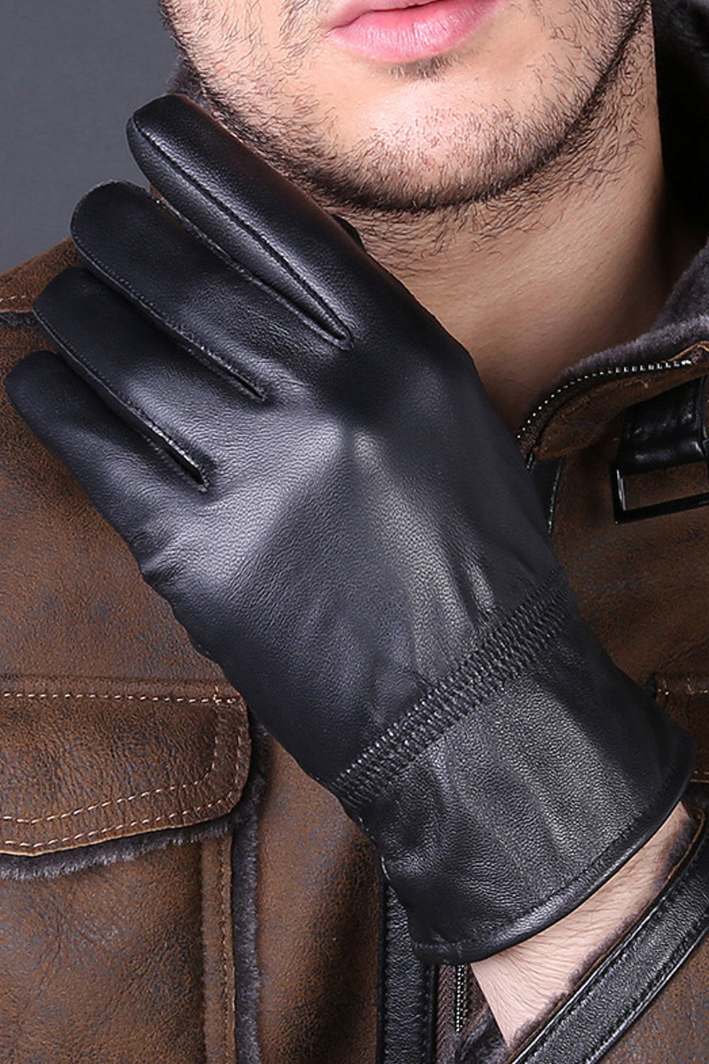 Women Modish Winter Solid Color Warm Leather Gloves