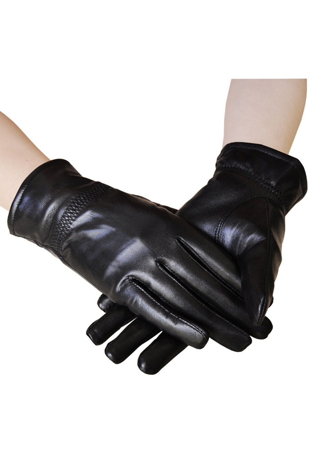 Women Modish Winter Solid Color Warm Leather Gloves