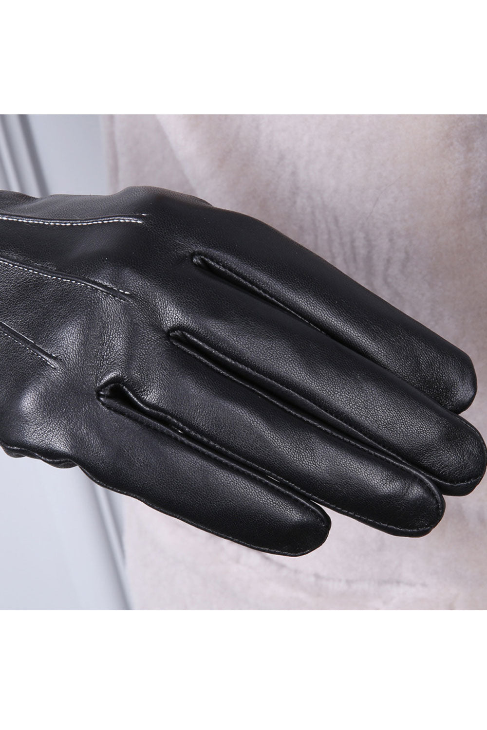 Women Casual Solid Color Thick & Warm Leather Gloves