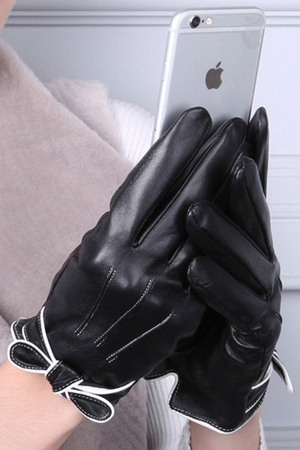 Women Casual Solid Color Thick & Warm Leather Gloves