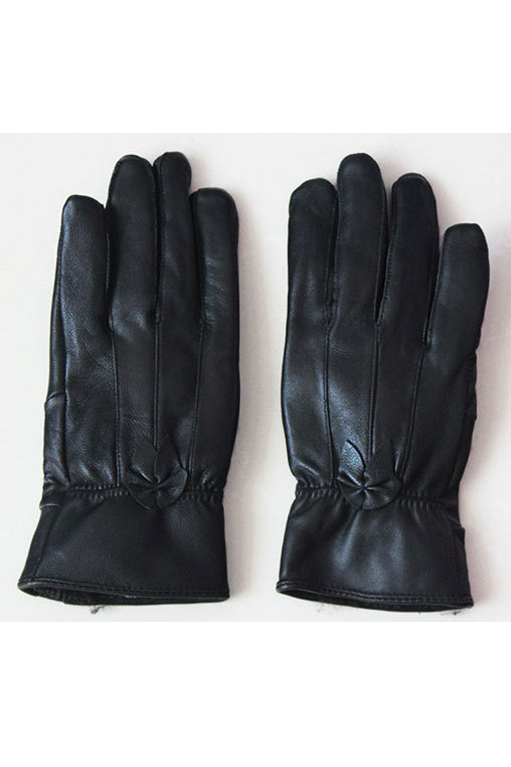Women Classy Solid Color Thick Warm Leather Gloves