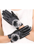 Women Warm & Thick Solid Colored Casual Leather Gloves