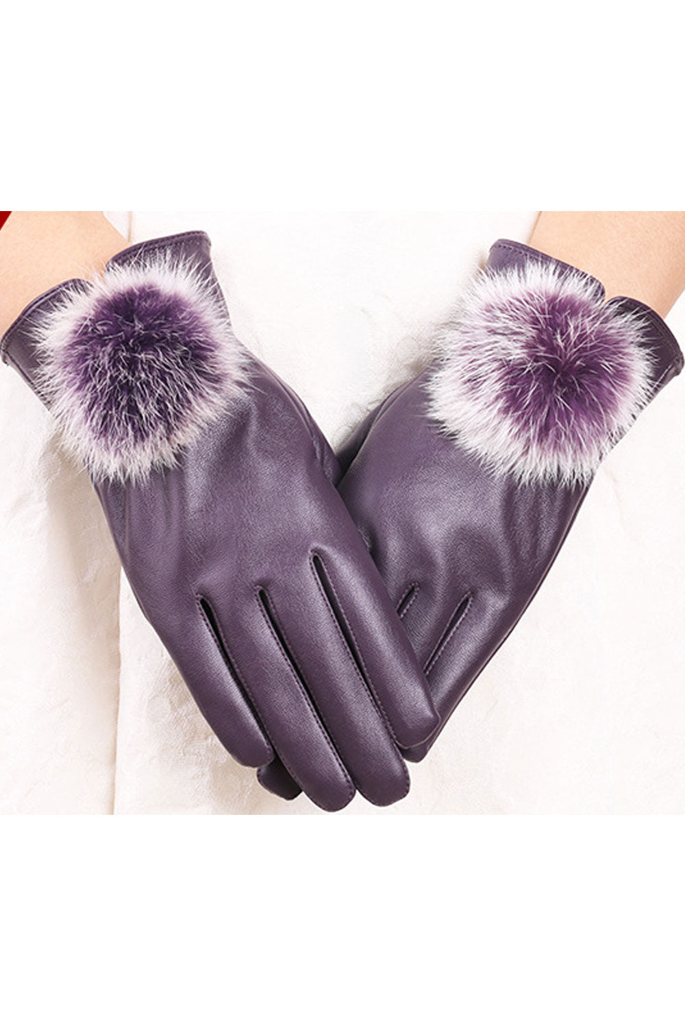 Women Warm & Thick Solid Colored Casual Leather Gloves